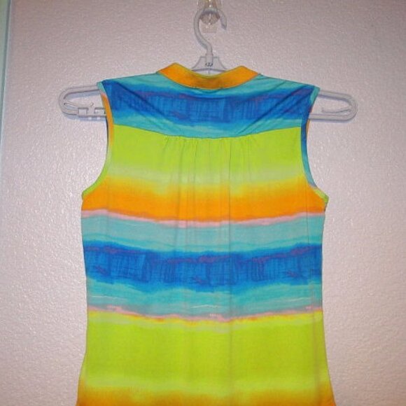 Cocomo STRETCH Jersey Size S M BLOUSE Tunic Top OMBRE Sleeveless V-NECK Colorful - Picture 6 of 8